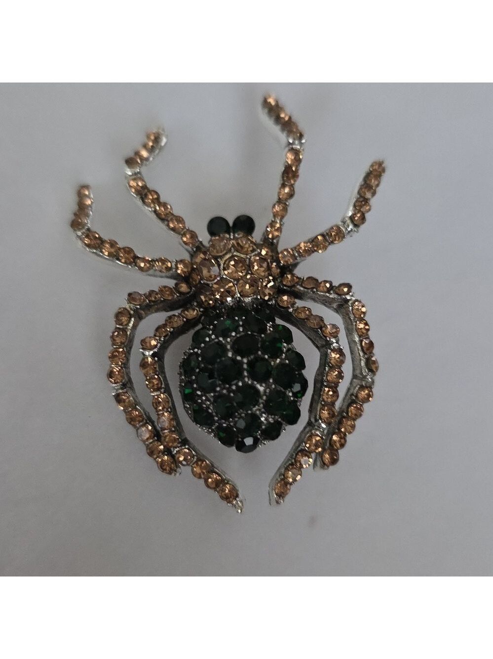 SPIDER Brooch  Simulated Emeralds